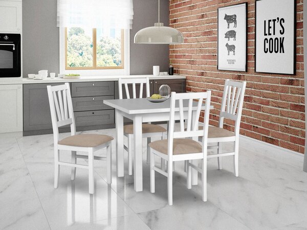 Rozkládací stůl se 4 židlemi - AL26, Barva dřeva: bílá-L, Potah: 25x - Paros 2 Mirjan24 5902928074895