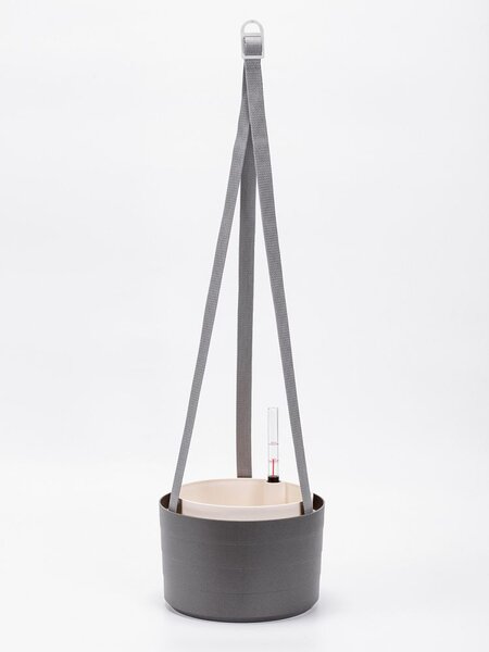 Plastia Samozavlažovací závěsná žardina Berberis 26 cm trojzávěs antracit/slonová kost