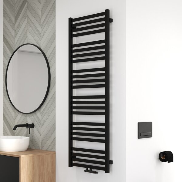 Oltens Vanlig koupelnový radiátor žebříkový 146x50 cm černá mat 55009300