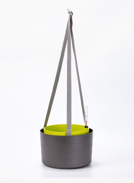 Plastia Samozavlažovací závěsná žardina Berberis 26 cm trojzávěs - antracit/zelená