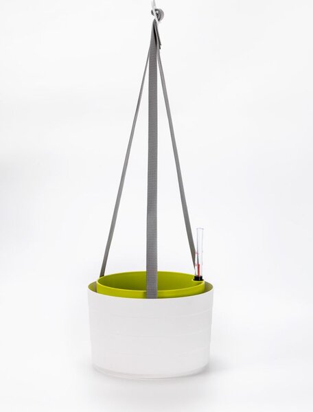 Plastia Samozavlažovací závěsná žardina Berberis 26 cm trojzávěs bílá/zelená