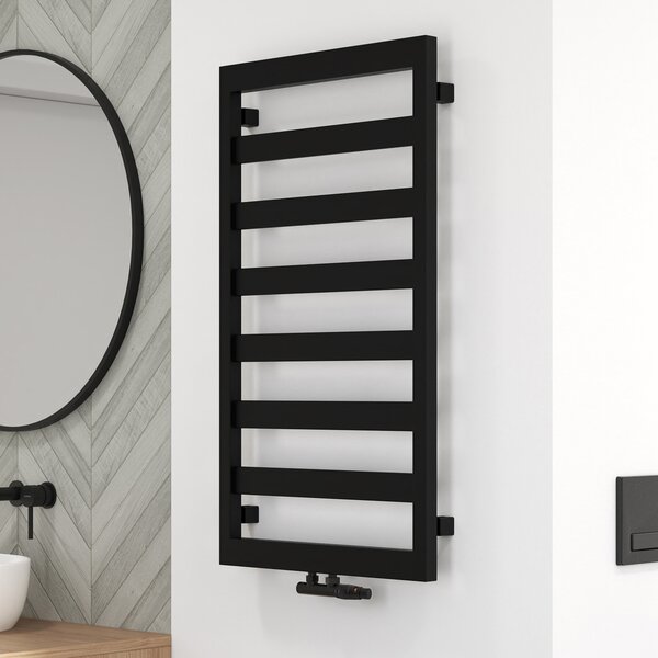Oltens Benk koupelnový radiátor žebříkový 91x50 cm černá mat 55004300
