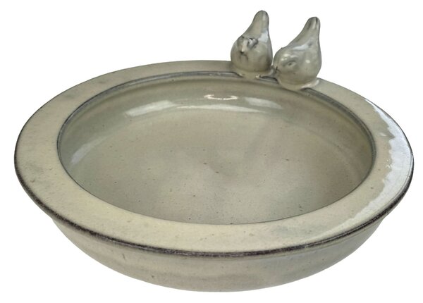 Pítko s ptáčky glazované pr. 28 cm v. 12 cm barva krémová