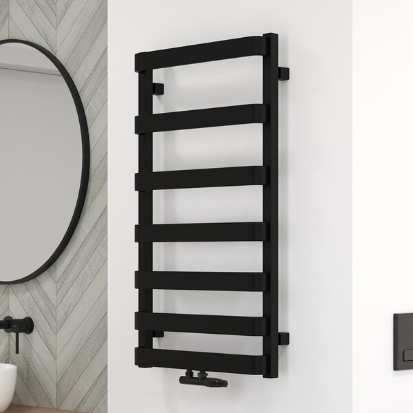 Oltens Varme koupelnový radiátor žebříkový 89.5x50 cm černá mat 55000300