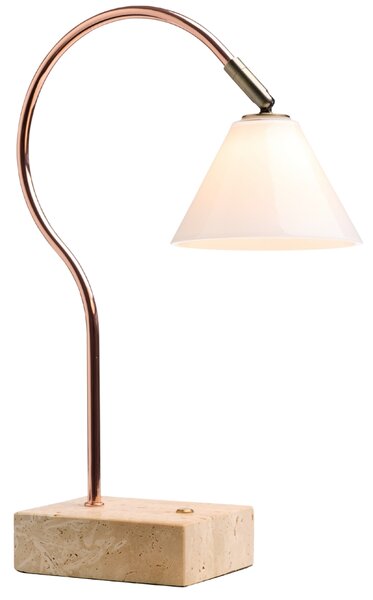 Halo Design Měděná nabíjecí stolní LED lampa Question 31 cm s travertinovou podstavou