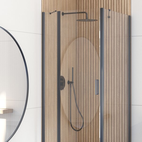 Oltens Hallan sprchová zástěna 80 cm černá matný/průhledné sklo 22100300