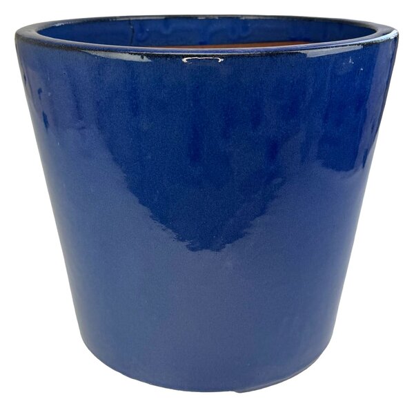 Květináč keramický glazovaný PURE 30x26 cm tm.modrý