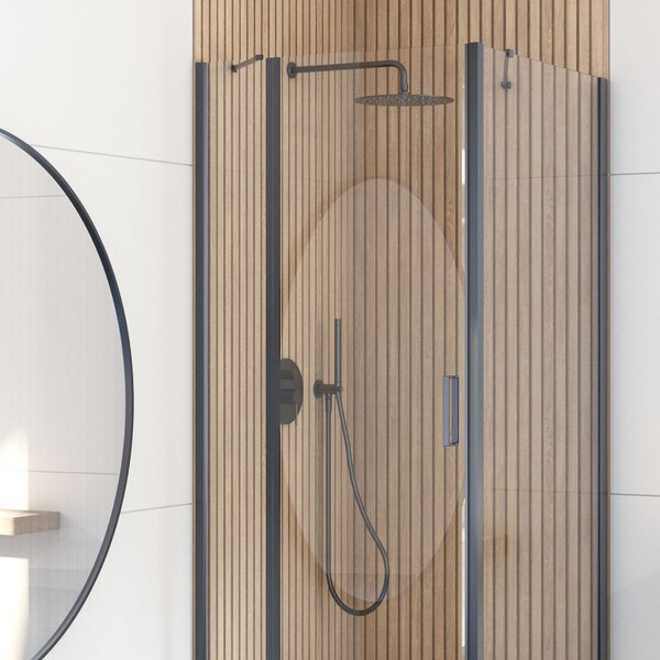 Oltens Hallan sprchová zástěna 90 cm černá matný/průhledné sklo 22101300