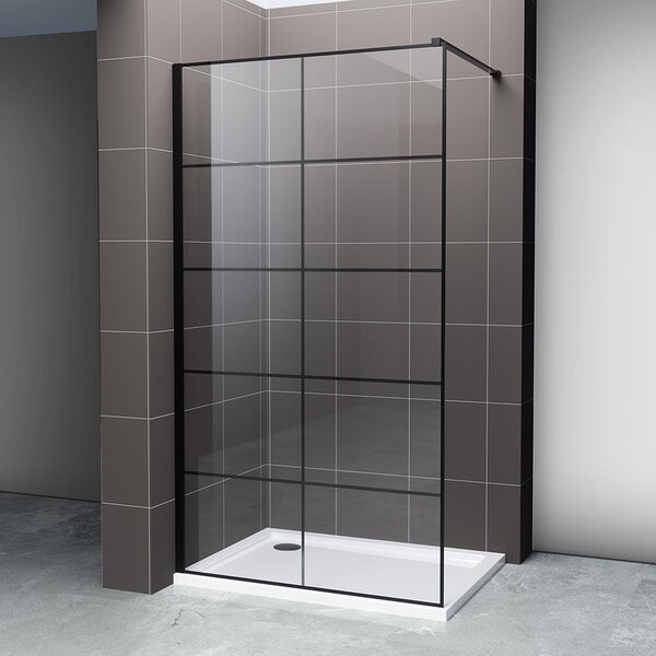 Hagser Agatha sprchová zástěna walk-in 90 cm černá matný/průhledné sklo HGR90000022