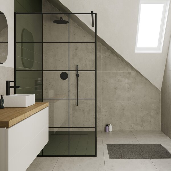Hagser Agatha sprchová zástěna walk-in 110 cm černá matný/průhledné sklo HGR12000022