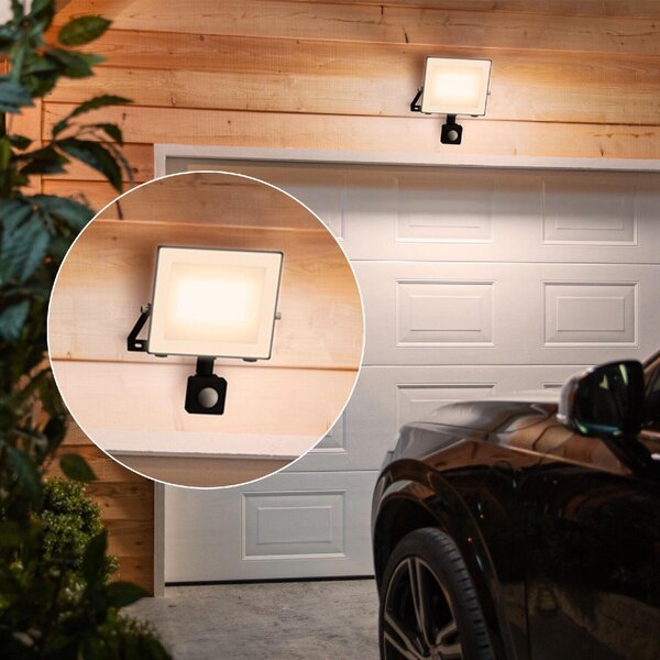 Philips Lois UltraEfficient venkovní LED reflektor Flood Light se senzorem 14W 2600lm 3000K IP65, antracit