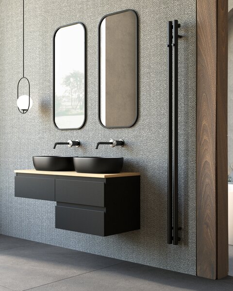 Oltens Stang koupelnový radiátor designově 180x9.5 cm černá mat 55010300