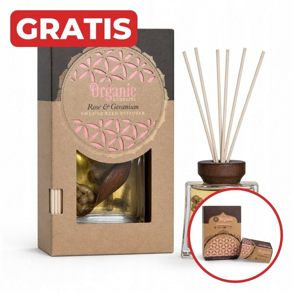 Tyčinkový difuzér Organic Goodness - Rose & Geranium 150 ml