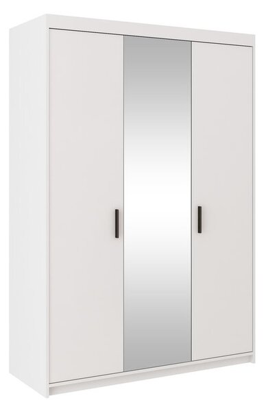 Třídveřová šatní skříň se zrcadlem ADELINA - šířka 133 cm, bílá