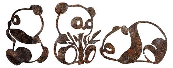 Wallity Nástěnná kovová dekorace Rusty Panda vícebarevná