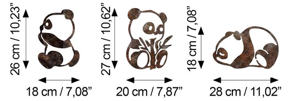 Wallity Nástěnná kovová dekorace Rusty Panda vícebarevná