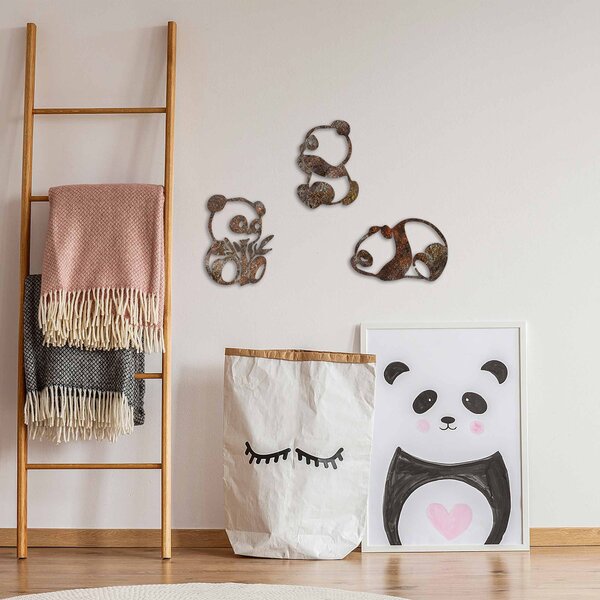 Wallity Nástěnná kovová dekorace Rusty Panda vícebarevná