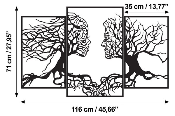 Wallity Nástěnná kovová světelná dekorace Tree Person černá