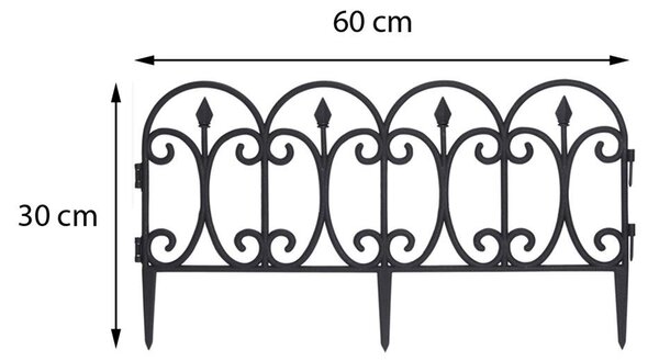 ProGarden Plůtek zahradní Alfred 4 ks 60x30 cm černý