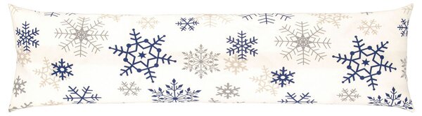 LIVARNO home Zimní žerzejový potah na polštář, 40 x 145 cm (bílá/sněhové vločky) (100357628003)