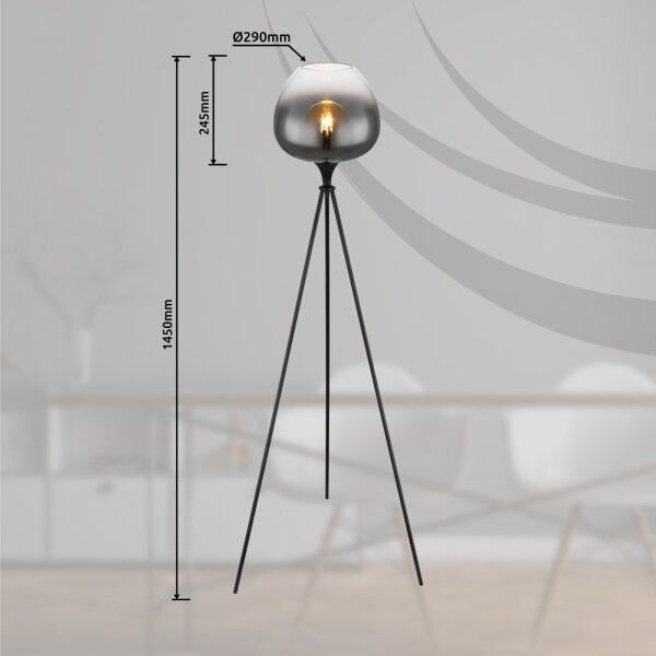 Globo 15548S1 - Stojací lampa MAXY 1xE27/60W/230V černá