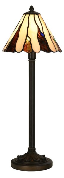 Béžovo-hnědá stolní lampa Tiffany Titto - Ø 20*60 cm E14/ 1*40W - Clayre & Eef