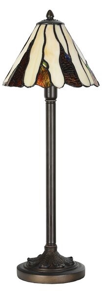 Béžovo-hnědá stolní lampa Tiffany Titto - Ø 20*60 cm E14/ 1*40W - Clayre & Eef