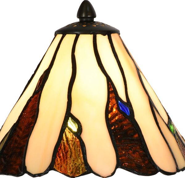 Béžovo-hnědá stolní lampa Tiffany Titto - Ø 20*60 cm E14/ 1*40W - Clayre & Eef