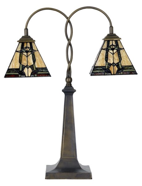 Béžovo-hnědá stolní lampa tiffany Bernadette I - 48*19*66 cm E27/ 2*40W - Clayre & Eef