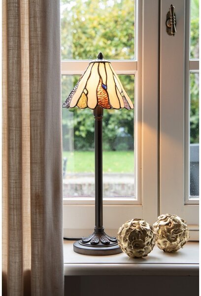 Béžovo-hnědá stolní lampa Tiffany Titto - Ø 20*60 cm E14/ 1*40W - Clayre & Eef