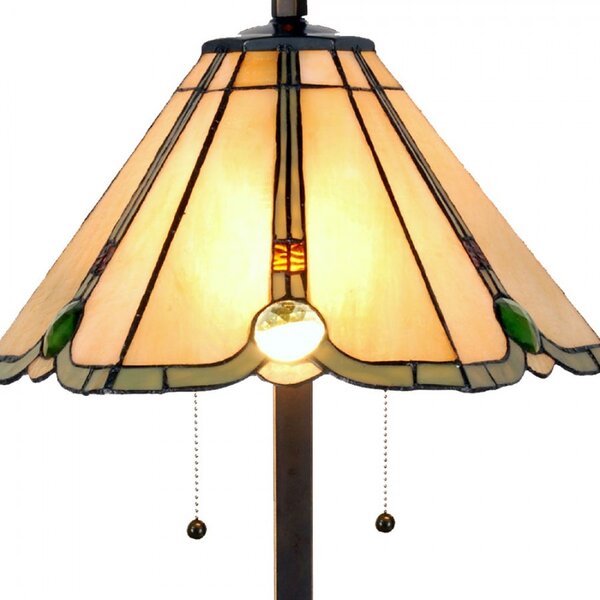 Béžovo-hnědá stolní lampa tiffany Jeannine - Ø 40*67 cm / E27/ 2*60W - Clayre & Eef