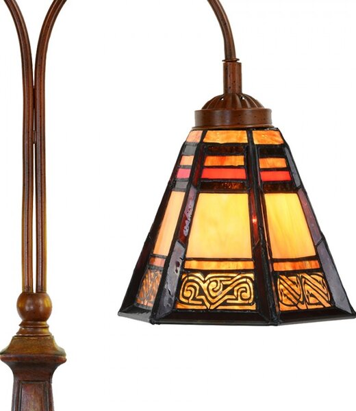 Béžovo-hnědá stolní lampa tiffany Bernadette - 48*19*64 cm E27/ 2*60W - Clayre & Eef