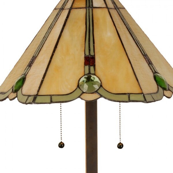 Béžovo-hnědá stolní lampa tiffany Jeannine - Ø 40*67 cm / E27/ 2*60W - Clayre & Eef