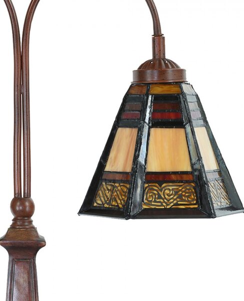 Béžovo-hnědá stolní lampa tiffany Bernadette - 48*19*64 cm E27/ 2*60W - Clayre & Eef