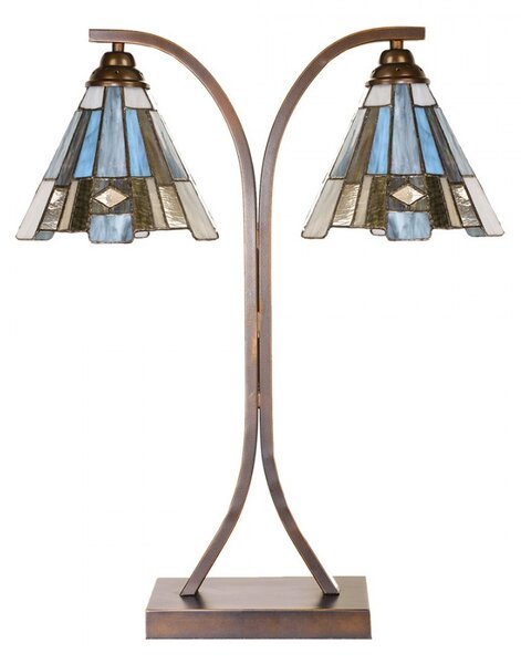 Béžovo-hnědá stolní lampa tiffany Annie - 48*19*57 cm E27/max 2*60W - Clayre & Eef