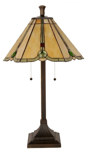 Béžovo-hnědá stolní lampa tiffany Jeannine - Ø 40*67 cm / E27/ 2*60W - Clayre & Eef