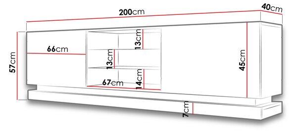 TV stolek s LED osvětlením ANDRE - lesklý bílý