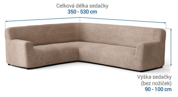 Bielastické potahy MOSAICO béžové rohová sedačka (š. 350 - 530 cm)