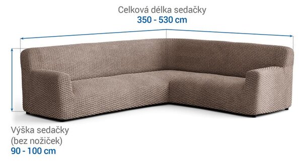 Bielastické potahy MOSAICO oříškové rohová sedačka (š. 350 - 530 cm)
