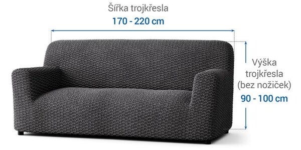 Bielastické potahy MOSAICO tmavě šedé trojkřeslo (š. 170 - 220 cm)