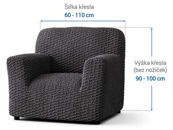 Bielastické potahy MOSAICO tmavě šedé křeslo (š. 60 - 110 cm)