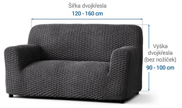 Bielastické potahy MOSAICO tmavě šedé dvojkřeslo (š. 120 - 160 cm)
