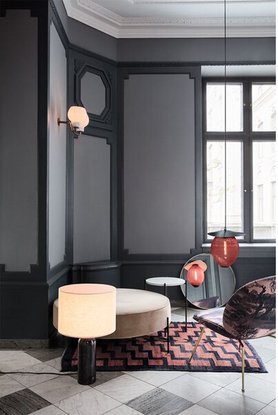 Stolní lampa GUBI, stmívatelné, Béžová, Obývací pokoj, Mramor