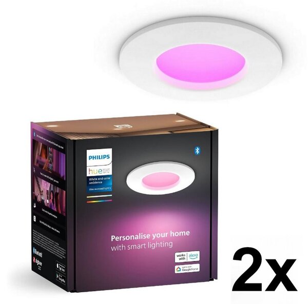 Philips - SADA 2x LED RGBW Stm. koup. podhledové sv. Hue SLIM LED/8,3W/230V IP44