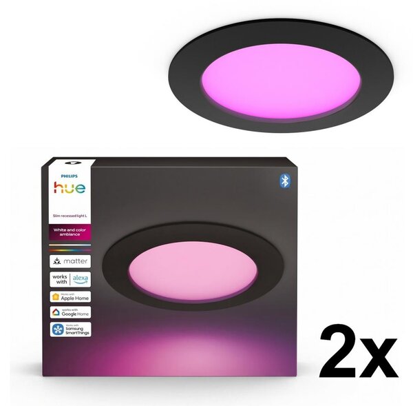 Philips - SADA 2x LED RGBW Stm. koup. podhledové sv. Hue SLIM LED/12W/230V IP44