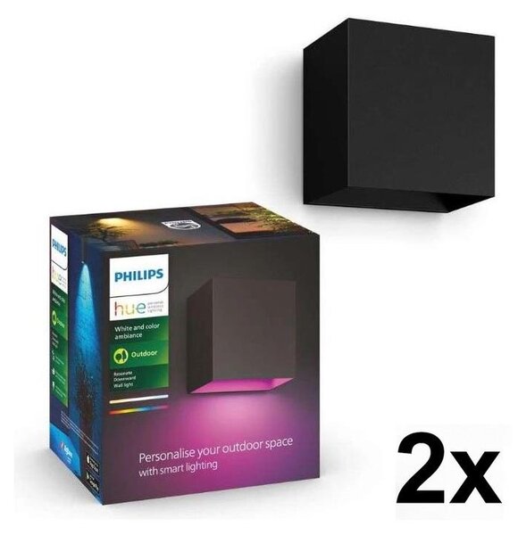 Philips - SADA 2x LED RGBW Stm. venkovní svítidlo Hue RESONATE LED/8W/230V IP44