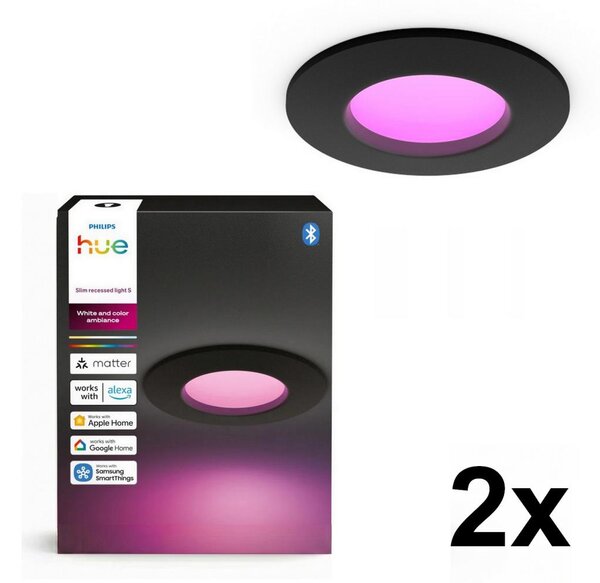 Philips - SADA 2x LED RGBW Stm. koup. podhledové sv. Hue SLIM LED/8,3W/230V IP44