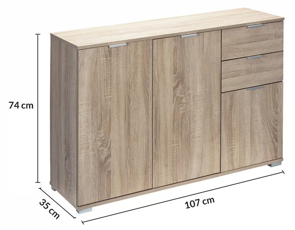Deuba Komoda Alba - dub 71x74x35 cm