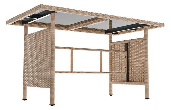 Juskys Zahradní ratanový set Manacor - krémový/pískové podušky