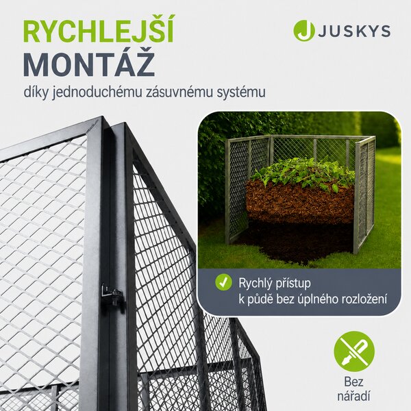Juskys Kovový kompostér 800 L - stříbrný